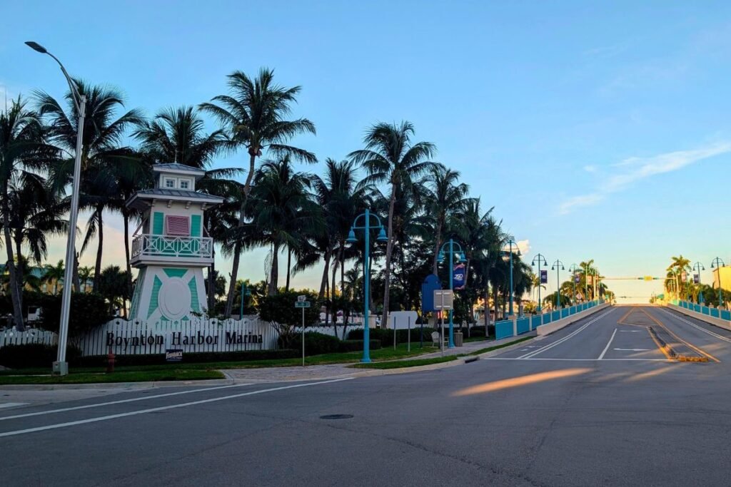The entrance to the Boynton Harbor Marina on Ocean Drive.