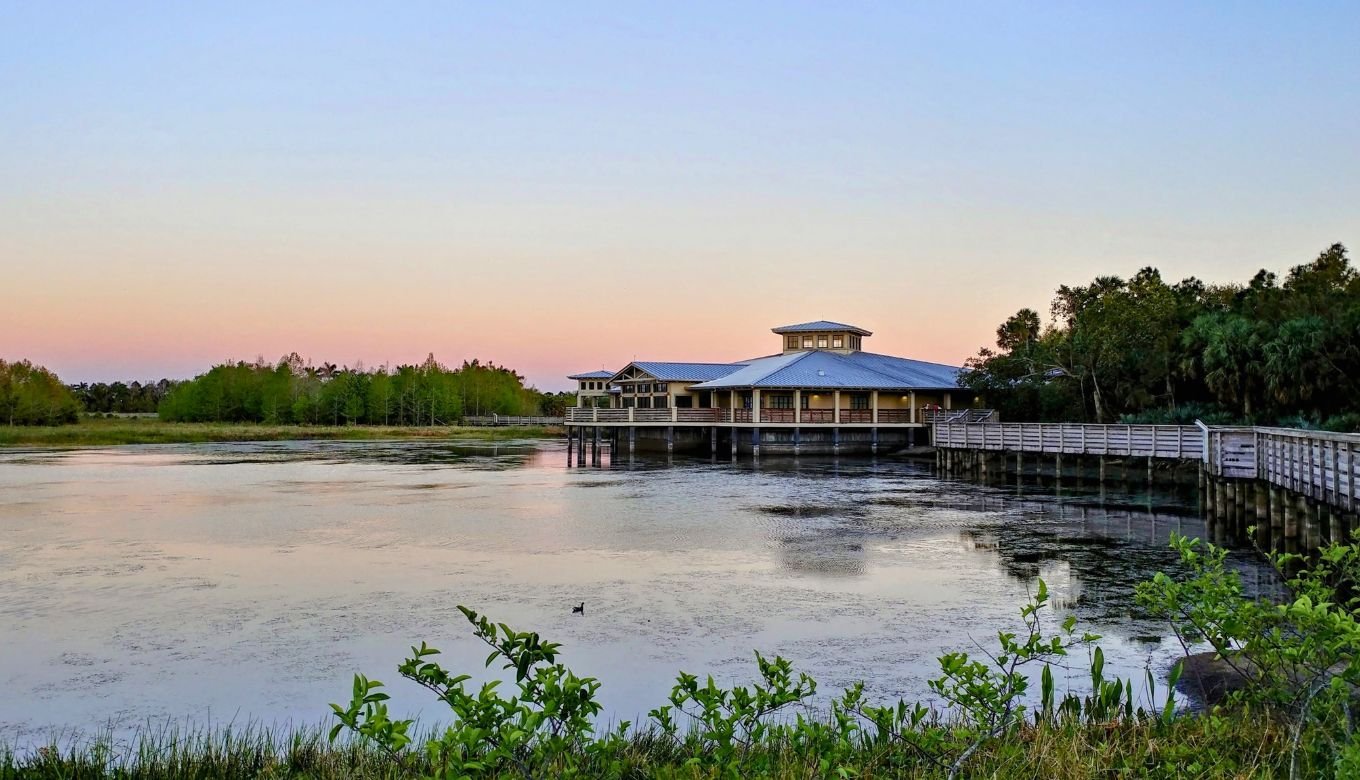 View of the Green Cay Nature Center from across the pond.