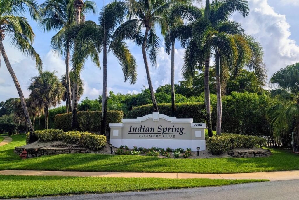 Golf community entrance sign near Boynton Beach, Florida.