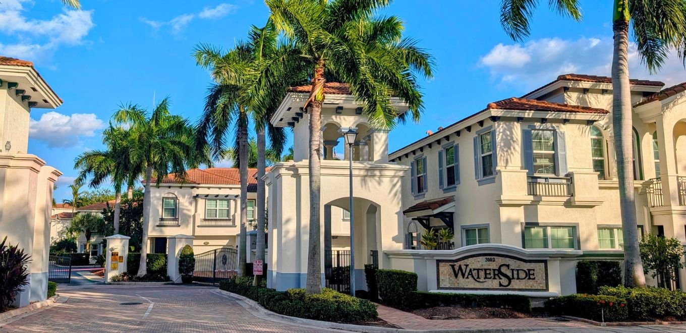 Entrance to Waterside Condominiums in East Boynton Beach, Florida.